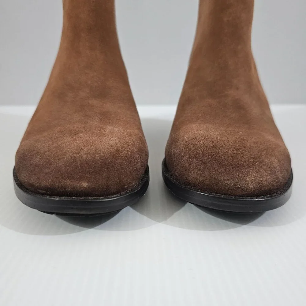 Sam Edelman Kaiti Zip Ankle Bootie Womens 7 Brown Suede Low Heel Western NEW